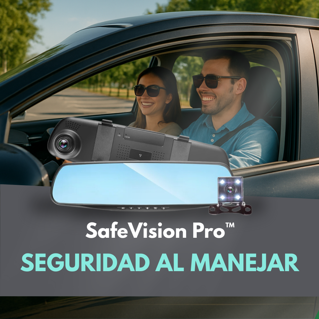 SafeVision Pro™ - Espejo Retrovisor con Cámara Delantera y Trasera
